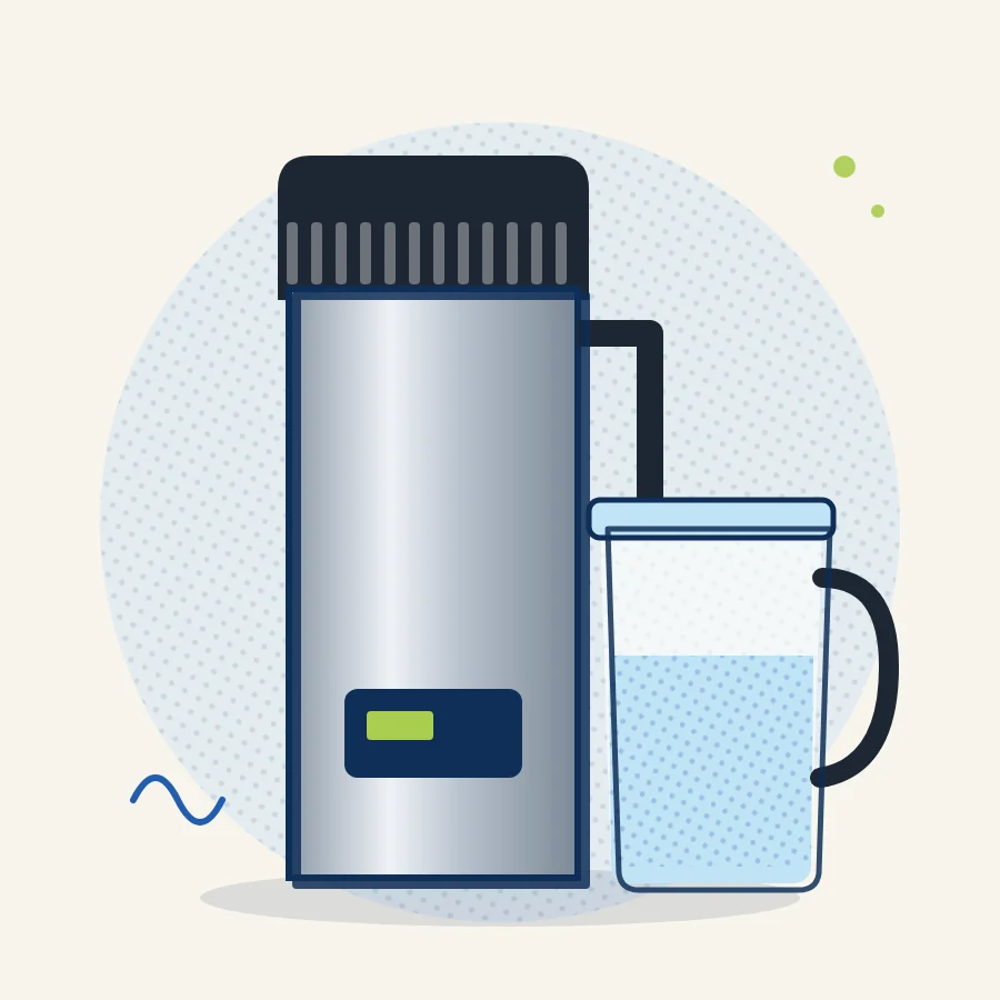 Ilustración: Destilador de agua VEVOR con jarra de vidrio