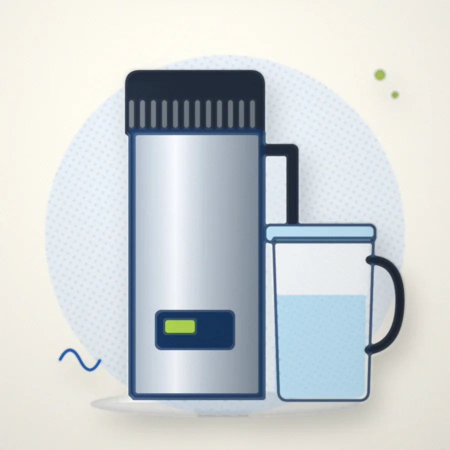 Ilustración: Destilador de agua VEVOR con jarra de vidrio